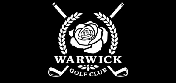 Warwick Golf Club logo. A flower in the center and two golf club crossing each other
