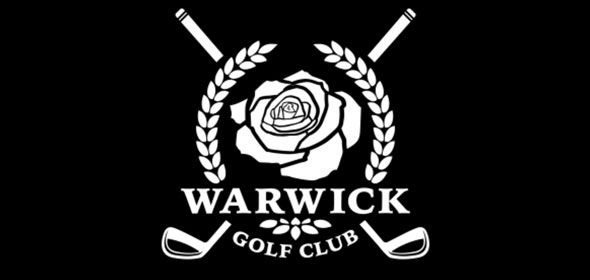 Warwick Golf Club logo. A flower in the center and two golf club crossing each other